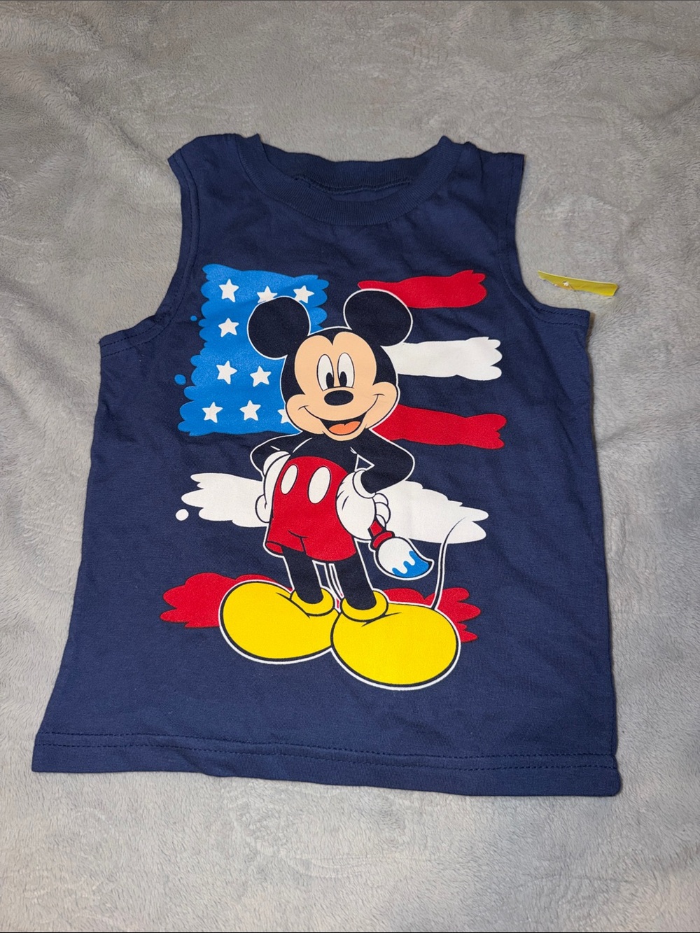 Disney Mickey Mouse Navy Blue Tank Top with Red & Yellow Accents